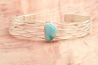 Genuine Sonoran Turquoise Sterling Silver Branch Bracelet